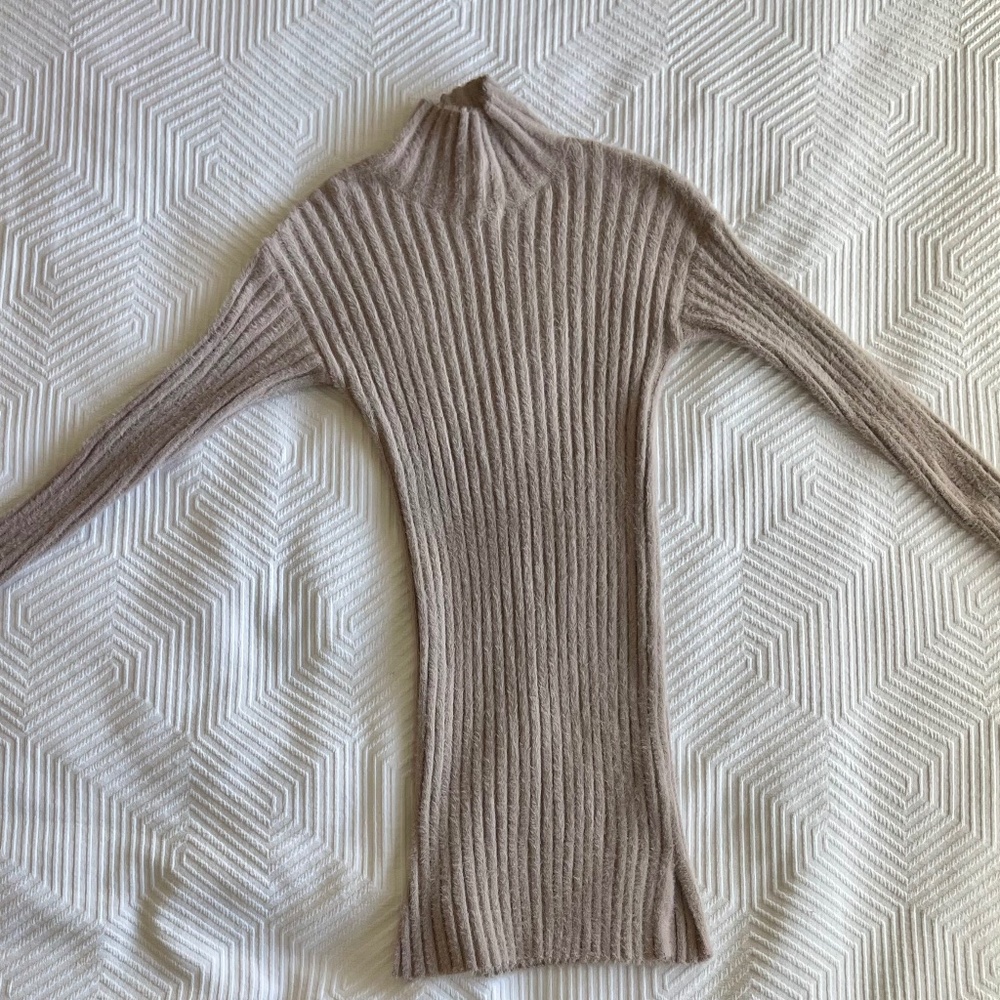 NWT Le Lis Collection Sweater Dress Dusty Blush Bodycon Rib-Knit Stretchy Size S